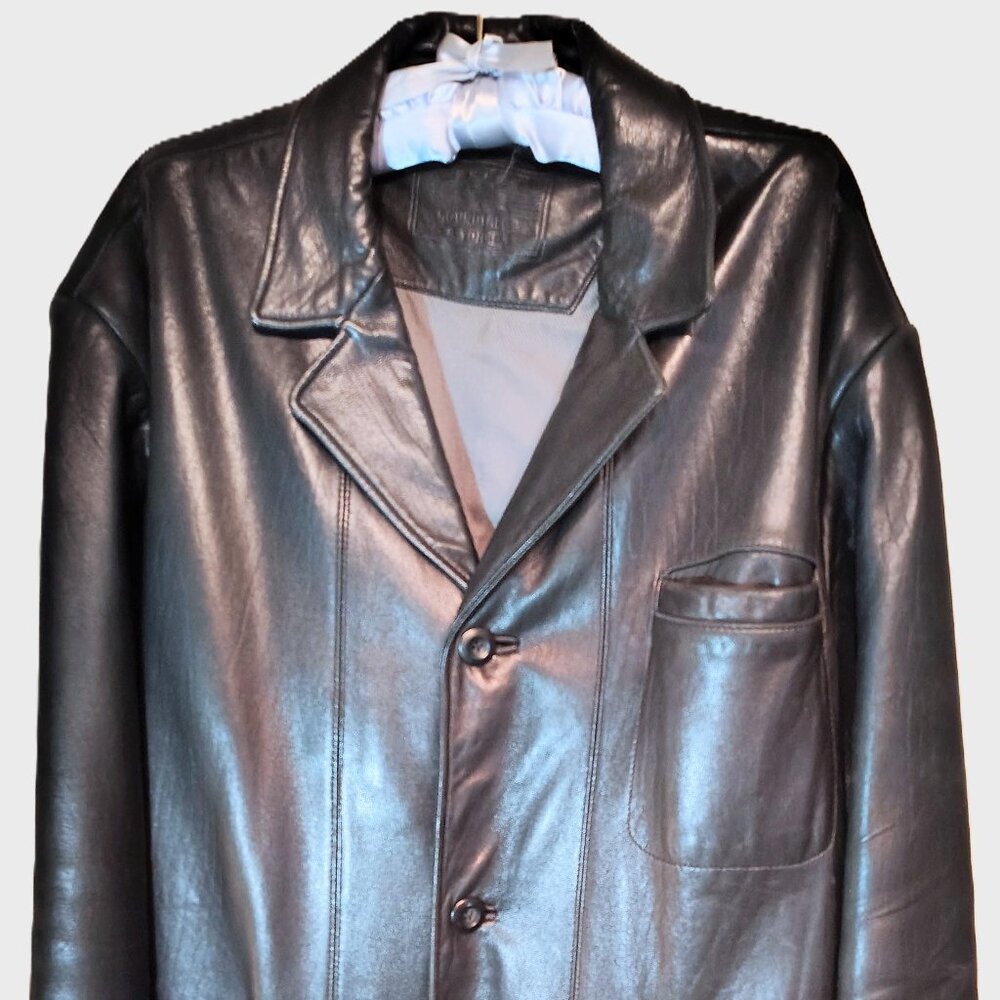 Vintage ROUNDTREE & YORKE Lambskin/Leather Jacket - Men's Black, Big & Tall